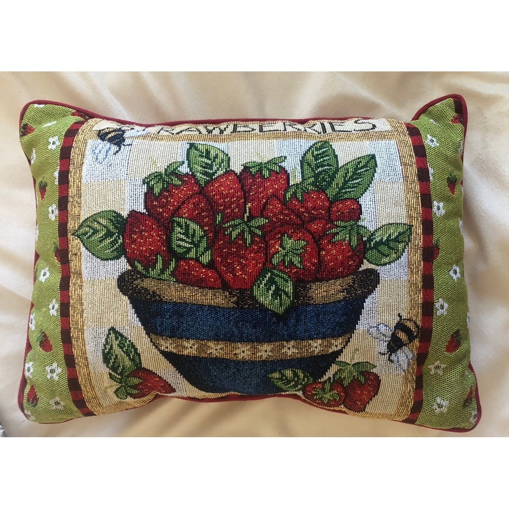 Strawberry Pillow Tapestry Decorative Pillow "Strawberry Sweet" 13x18